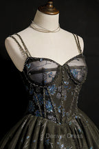 Dark Grey Sequins Lace Up Short Tulle Homecoming Dresses, Grey Party Dresses