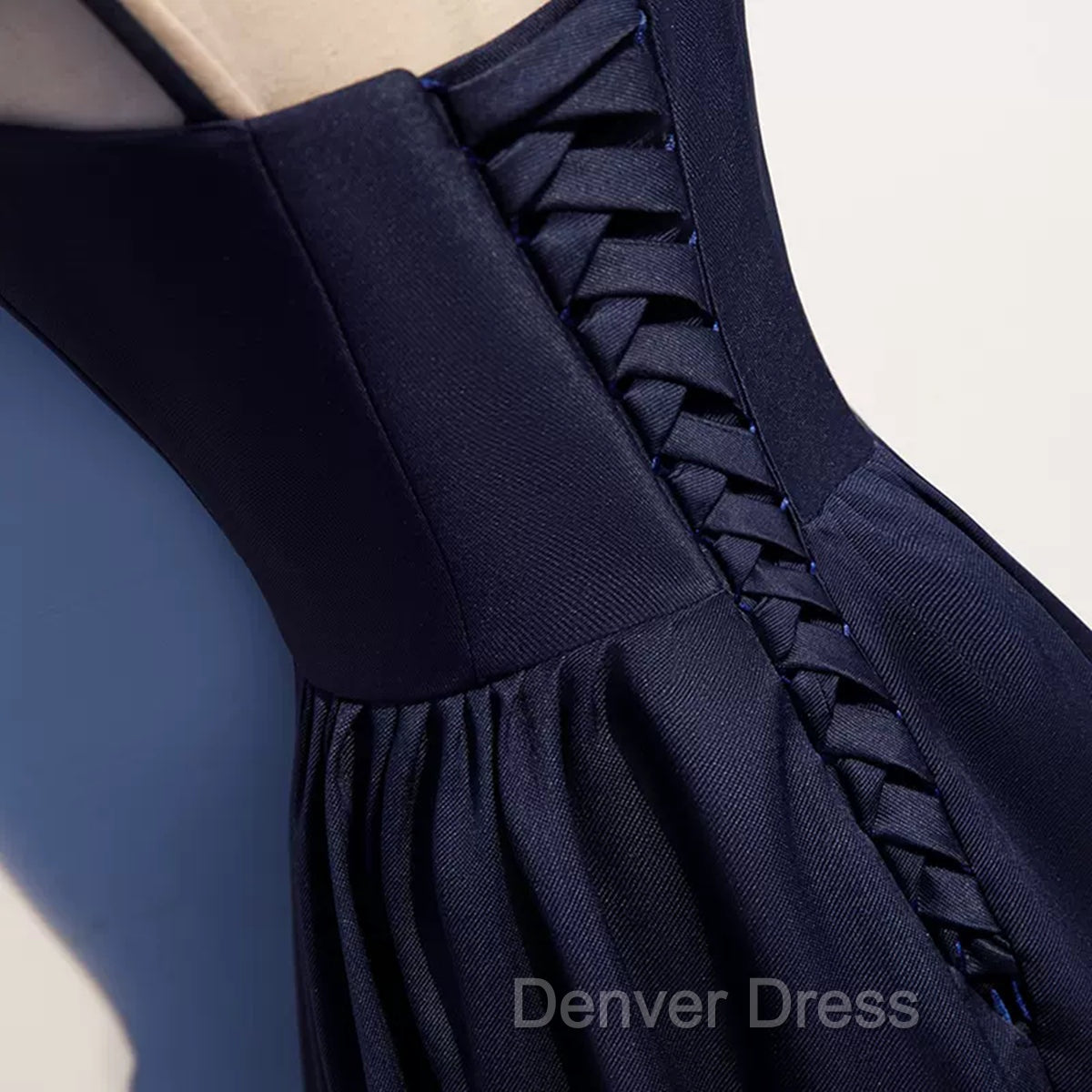 Dark Navy Blue Long Satin Prom Dresses, Dark Navy Blue Long Formal Evening Dresses