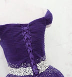 Dark Purple Beaded Tulle Off Shoulder Prom Dress Purple Junior Prom Dress shops