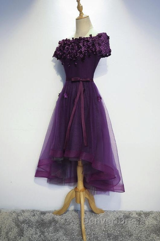 Dark Purple High Low Homecoming Dress, Cute Prom Dress