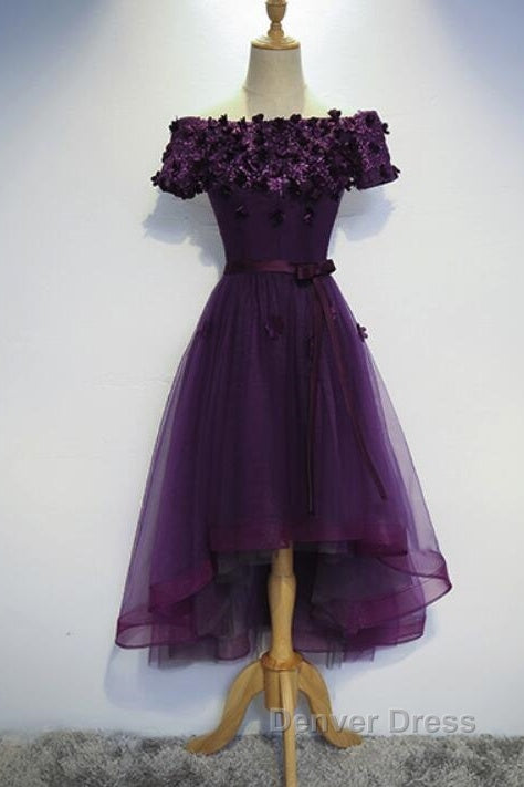Dark Purple High Low Homecoming Dresses, Cute Formal Dresses, Prom Dresses