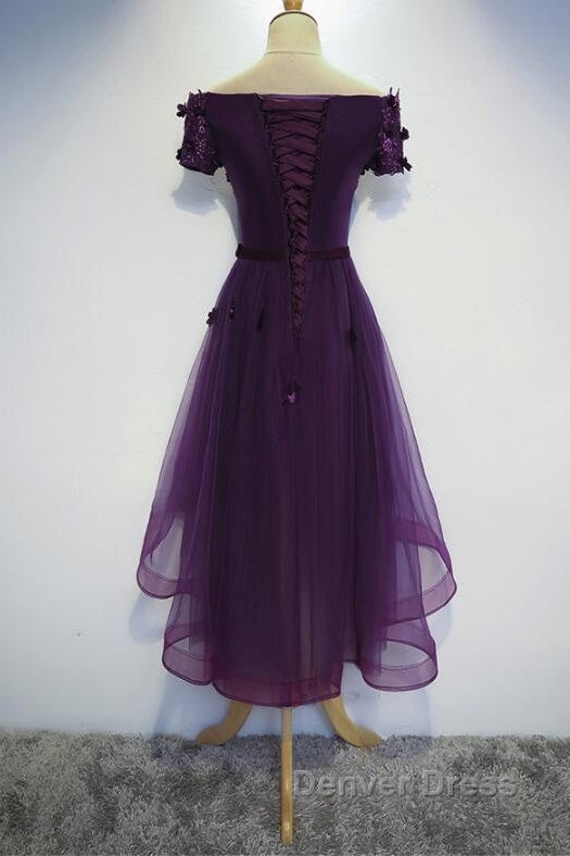 Dark Purple High Low Homecoming Dresses, Cute Formal Dresses, Prom Dresses