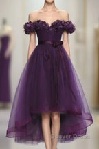 Dark Purple High Low Homecoming Dress, Cute Prom Dress