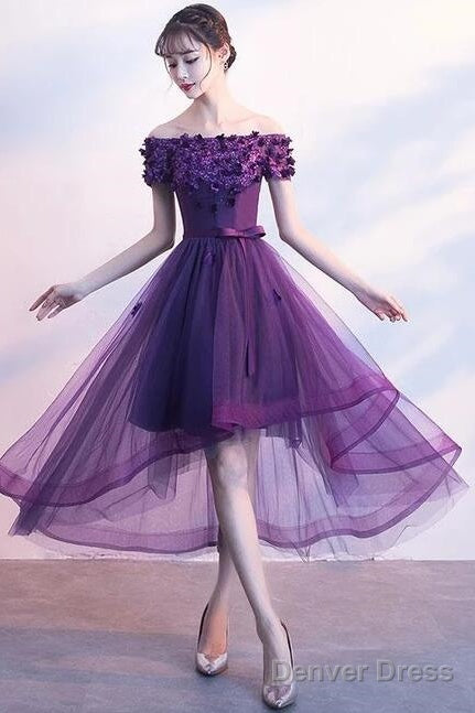 Dark Purple High Low New Party Dress, Purple Homecoming Dress
