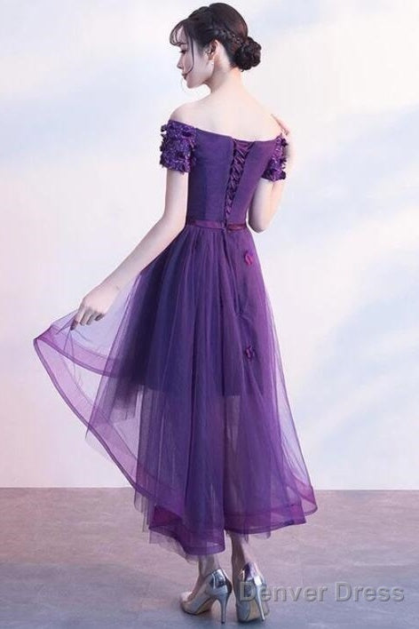 Dark Purple High Low New Party Dress, Purple Homecoming Dress