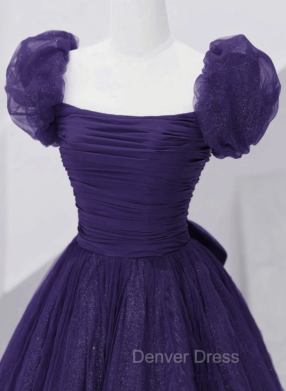 Dark Purple Tulle Scoop A-line Long Formal Dresses, Dark Purple Evening Dresses Prom Dresses Secondary image