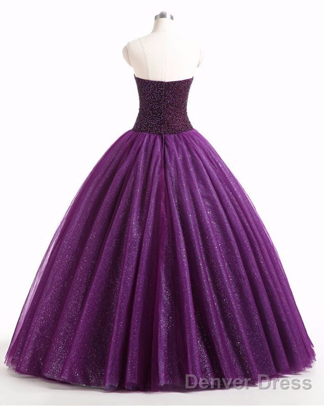 Dark Purple Wedding Dress Beaded Ball Gown Secondary image