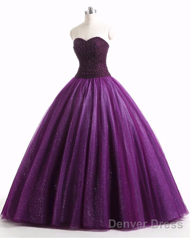 Dark Purple Wedding Dress Beaded Ball Gown Main image
