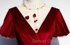 Dark Red Velvet Long Prom Dresses, Charming Prom Gowns