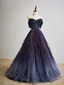 Dark Starry Sky Purple Tulle Long Prom Dress Purple Prom Dresses