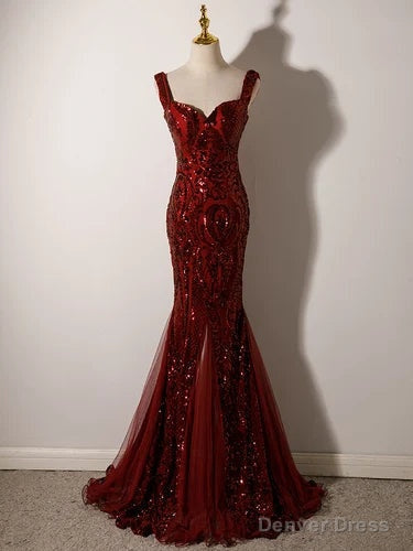Sequin Evening Dresses Trumpet Mermaid Floor-Length Formal Party Gown for Women
