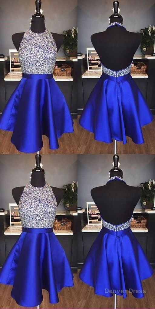 Royal Blue Tulle With Crystal Homecoming Dresses Main image