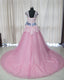 Debutante Sweet 16 Princess Dress Pink Tulle Lace Backless Quinceanera Dresses