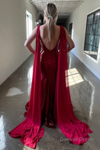 Deep V Neck Mermaid Burgundy Sparkly Sequins Long Prom Dresses