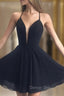 Deep V Neck Short Yellow Black Prom Dresses, Short Backless Formal Homecoming Dresses