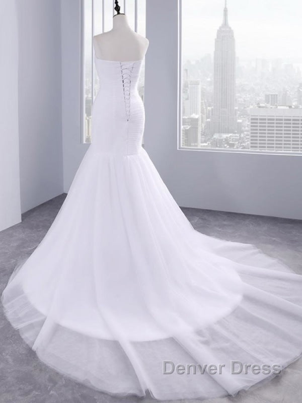 Delicate Ruffle Tulle Sweetheart Strapless Mermaid Wedding Dresses Secondary image
