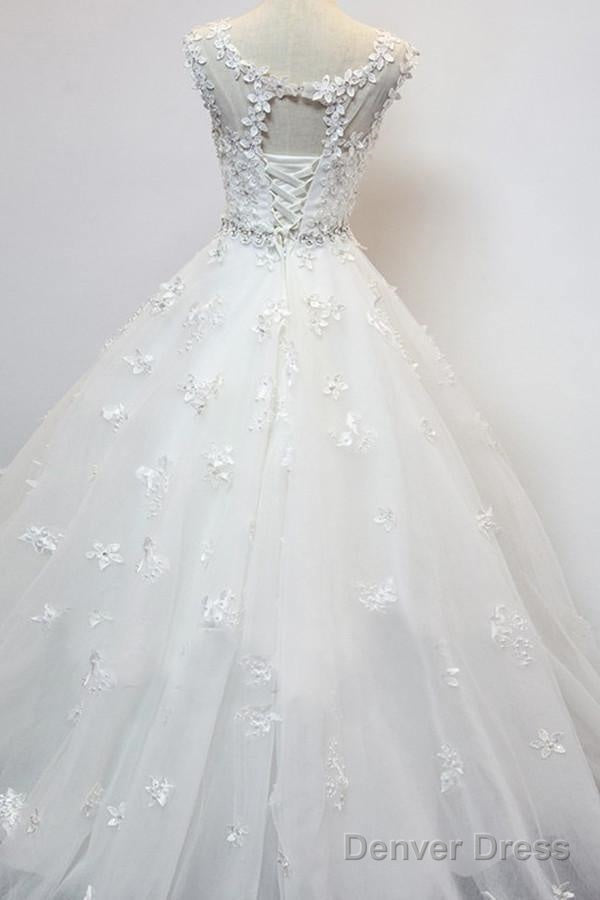Delicate Scoop Cap Sleeves Floor-Lenth Wedding Dress With Beading Secondary image