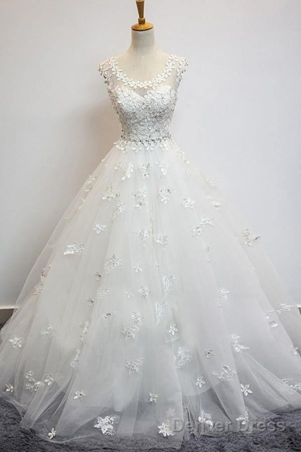 Delicate Scoop Cap Sleeves Floor Lenth Wedding Dresses With Beading Main image
