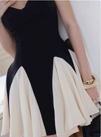 Design Black And White Stitching Suspender Back A-Line Birthday Short Skirt Homecoming Dresses