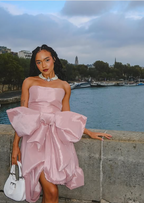 Design Pink Tube Top Bow Irregular 17Th Birthday Homecoming Dresses
