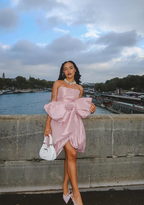 Design Pink Tube Top Bow Irregular 17Th Birthday Homecoming Dresses