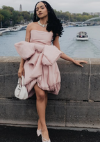 Design Pink Tube Top Bow Irregular 17Th Birthday Homecoming Dresses