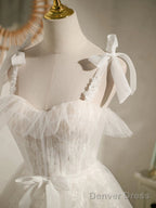 Double Straps Short Ivory Lace Prom Dresses, Short Ivory Lace Formal Graduation Dresses