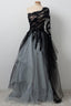 Black Ball Gown Wedding Dresses, Tulle One Shoulder