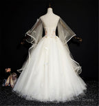 Soft Yellow Quinceanera Dress, Fashion Puffy Prom Dress, Illusion Sleeves Bridal Gowns Corset Wedding Gowns Butterfly Appliques Bridal Dresses