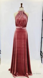 Dusky Pink Velvet Dress, Infinity Dress, Bridesmaid Dress, Prom Dress, Ball Gowns Long Dress, Prom Dress, Convertible Dress, Prom Dresses