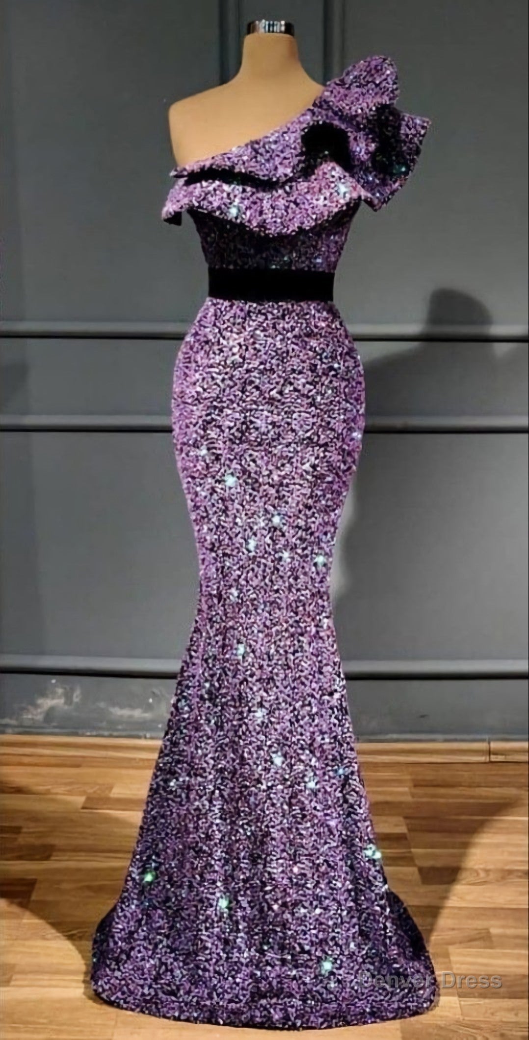 Purple Sequin Long Prom Dresses, Graduation School Party Dress Main image