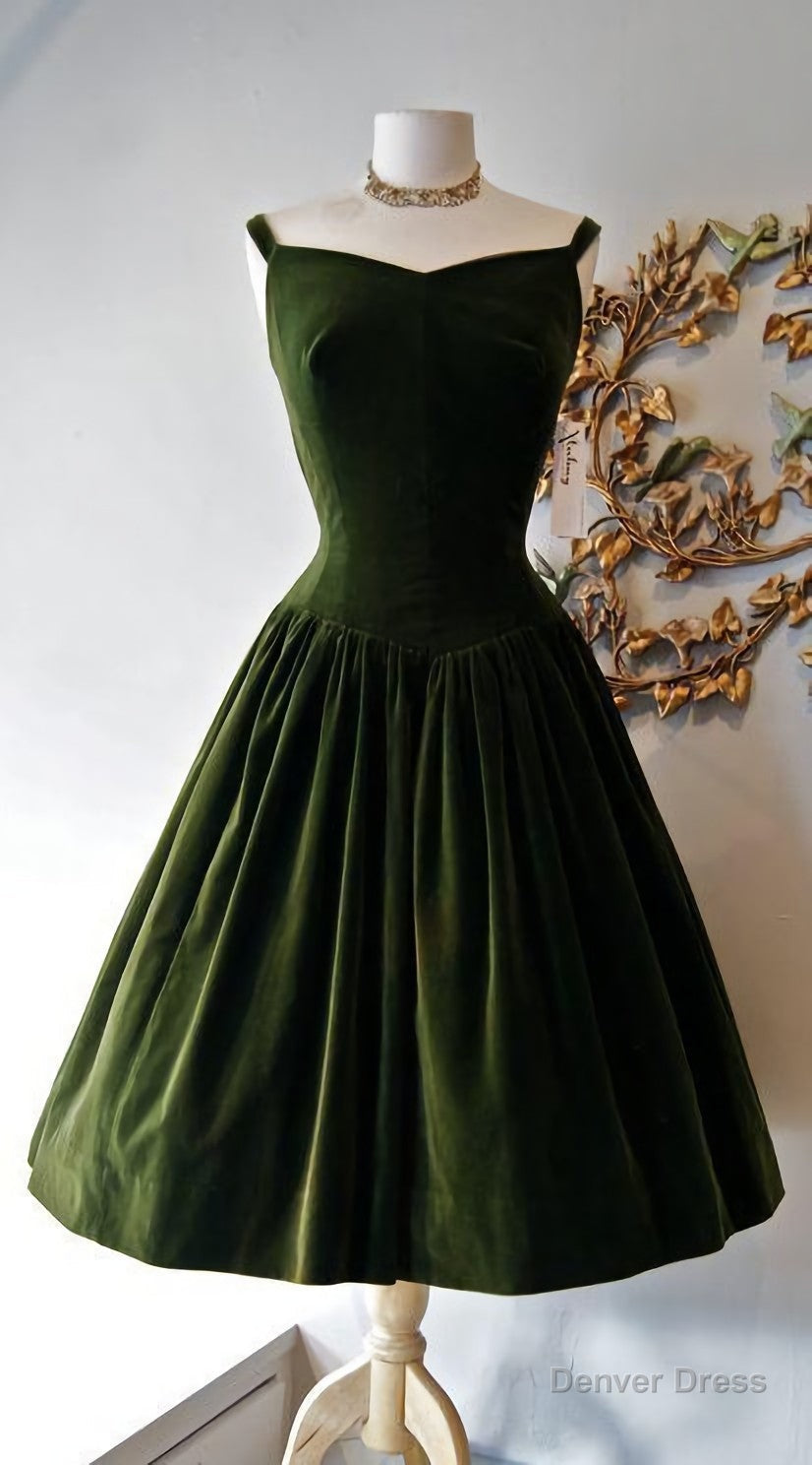 1950S Vintage Prom Dress, Dark Green Homecoming Dress Main image