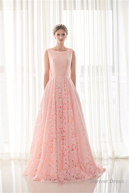 Draped Lace O Neck Train Prom Dresses Main image
