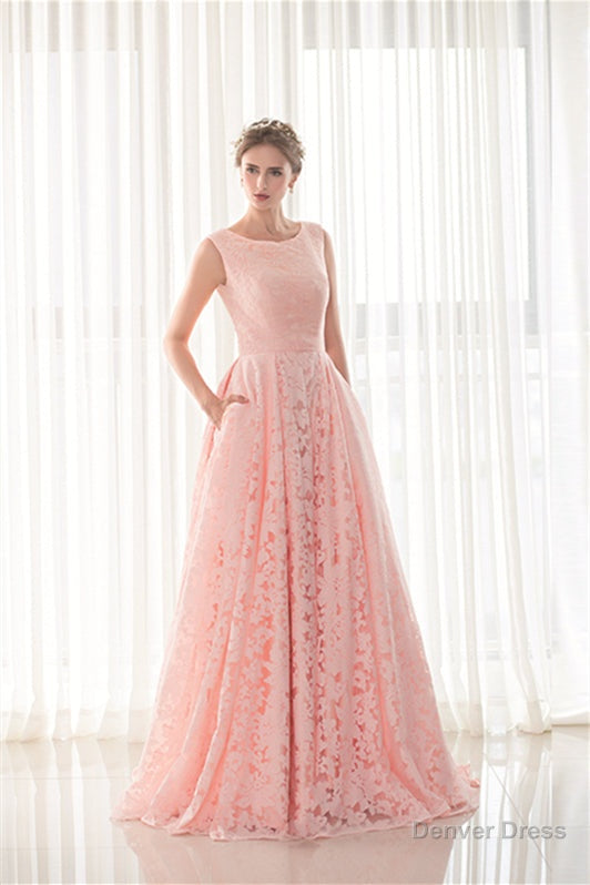 Draped Lace O Neck Train Prom Dresses Secondary image
