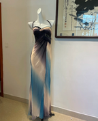 Dreamy Gradient Mermaid Halter Neck Beaded Chiffon Long Prom Dresses Evening Dresses