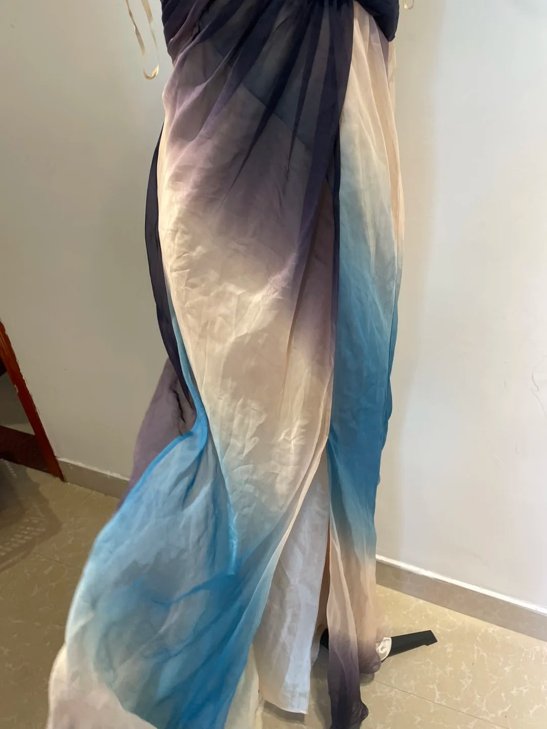 Dreamy Gradient Mermaid Halter Neck Beaded Chiffon Long Prom Dresses Evening Dresses