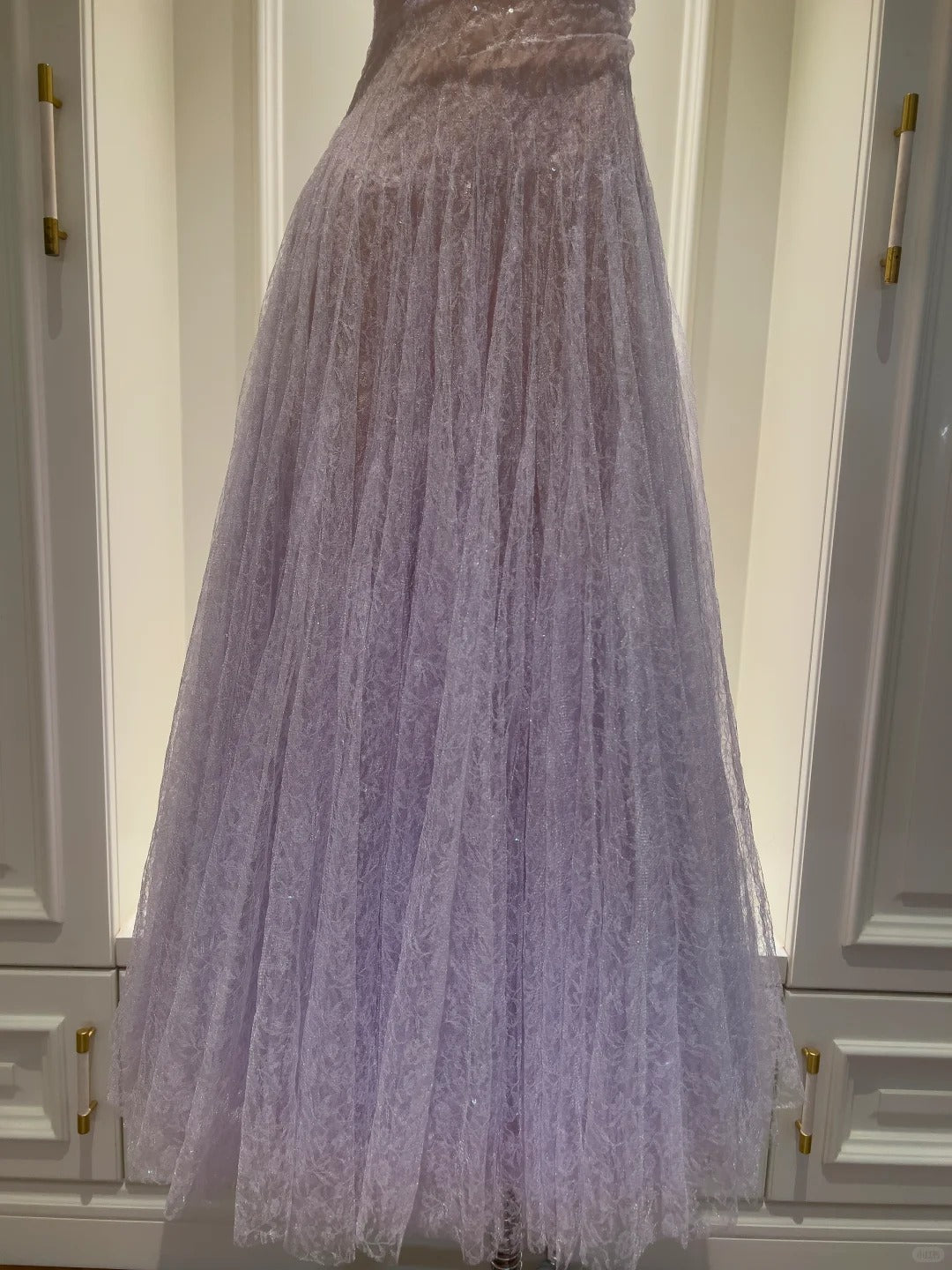 Dreamy Lavender A-Line Suspender Strap Pleated Tulle Long Prom Dresses Evening Dresses