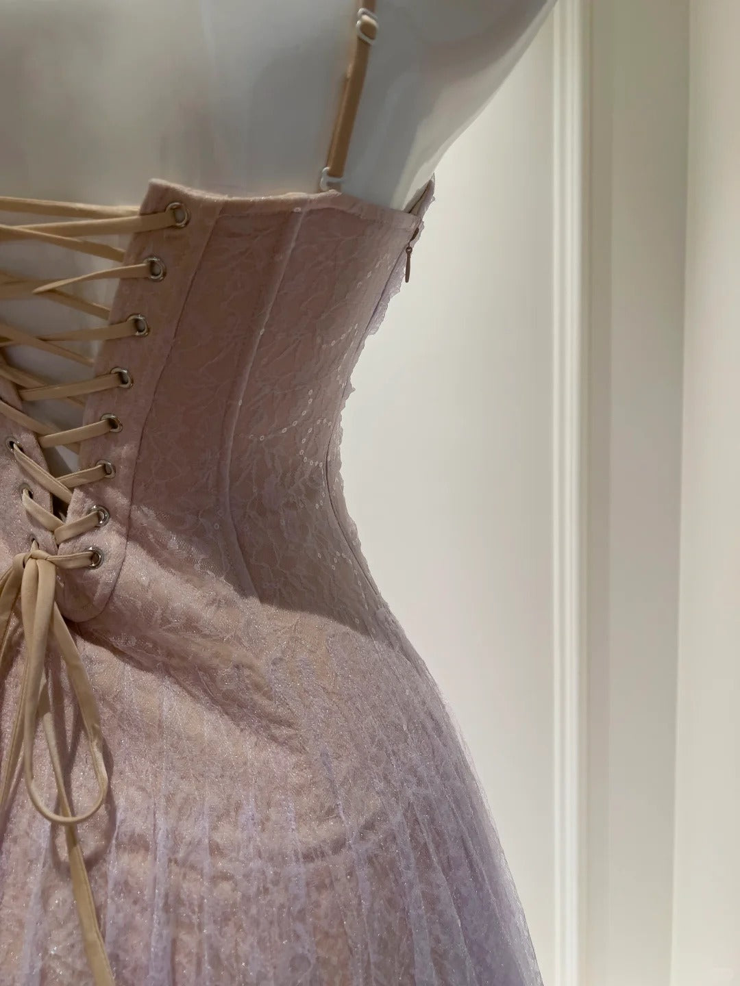 Dreamy Lavender A-Line Suspender Strap Pleated Tulle Long Prom Dresses Evening Dresses