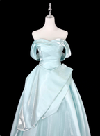 Dreamy Mint Light Blue A-Line Strapless Satin Prom Dresses Evening Dresses