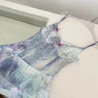 Dreamy Purple And Blue Gradient A-Line Spaghetti Strap Cake Chiffon Long Prom Dresses Evening Dresses