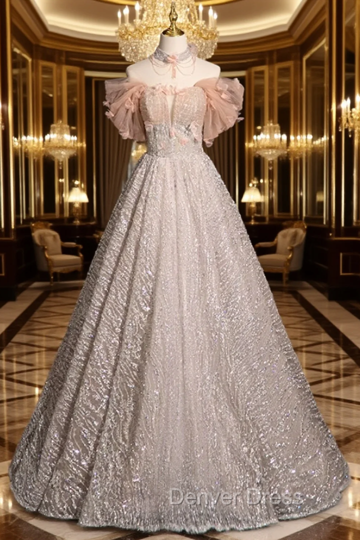 Dreamy Sequins Off the Shoulder Prom Dresses Main image