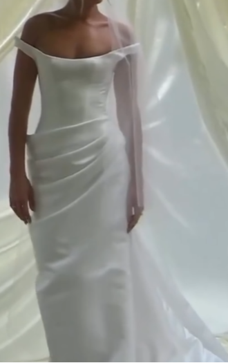 Dreamy Wedding Dress Sheath Off The Shoulder White Satin Summer Long Wedding Dresses Bridal Gown