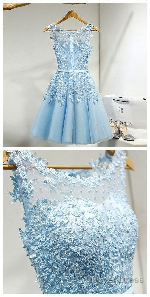 Dress With Lace Appliques,Appliques Homecoming Dresses,Short Homecoming Dress