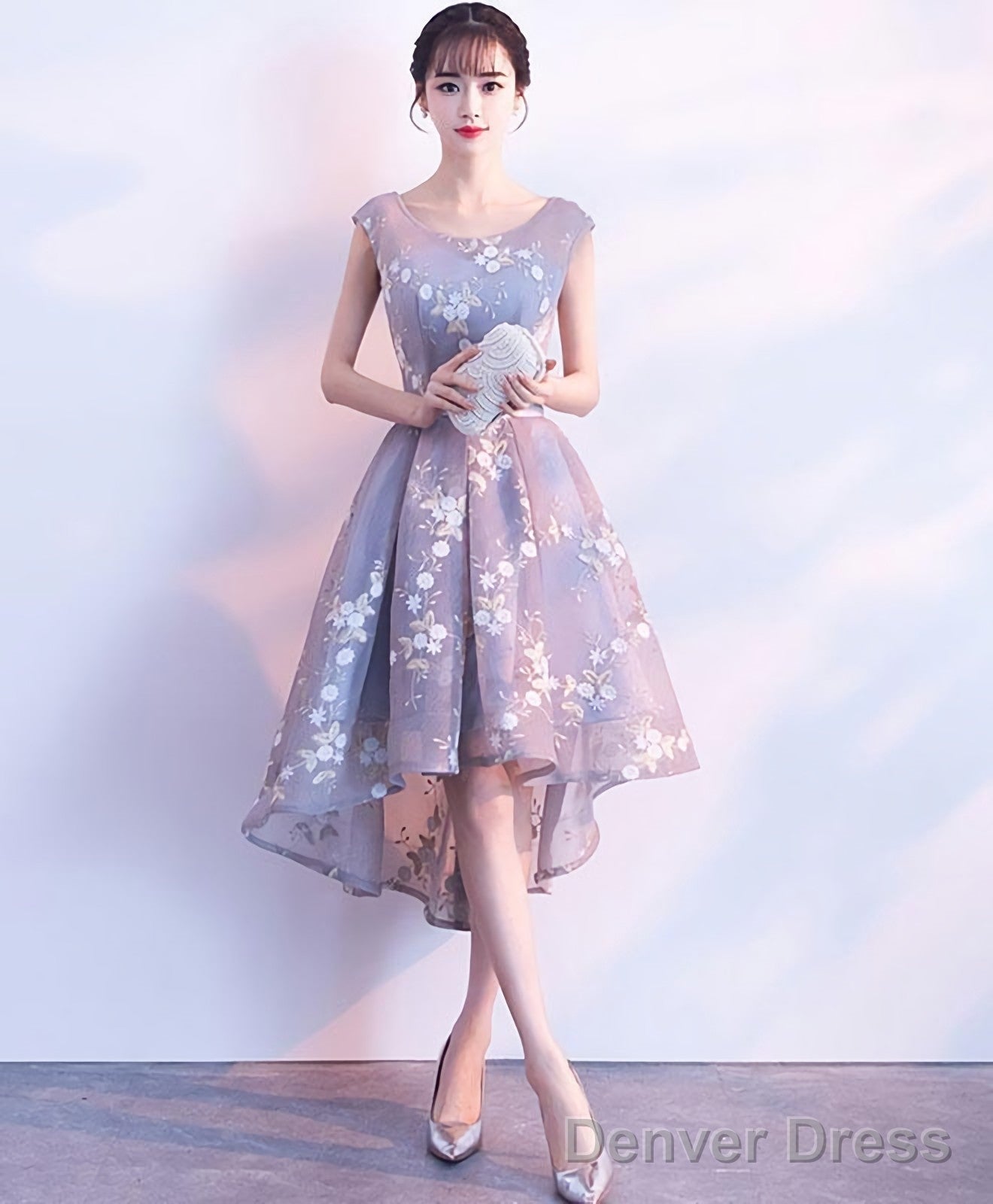 Cute Lace Round Neck Short Prom Dress Homecoming Dresses