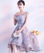 Cute Lace Round Neck Short Prom Dress Homecoming Dresses