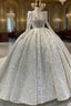 Dubai Ball Gowns Lace Appliques Long Sleeve Wedding Dresses