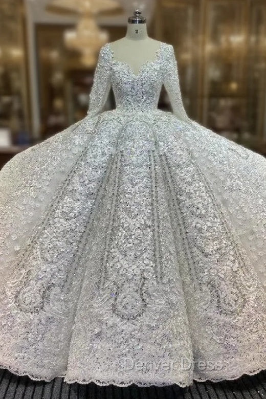 Dubai Handwork Beading Long Sleeve Beading Appliques Wedding Dresses Main image