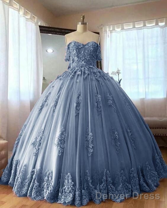 Dusty Blue Lace Quinceanera Dresses Ball Gowns Sweet 16 Dress Main image