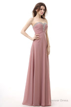 Dusty Pink A Line Sweetheart Pleated Prom Dresses