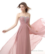 Dusty Pink A Line Sweetheart Pleated Prom Dresses